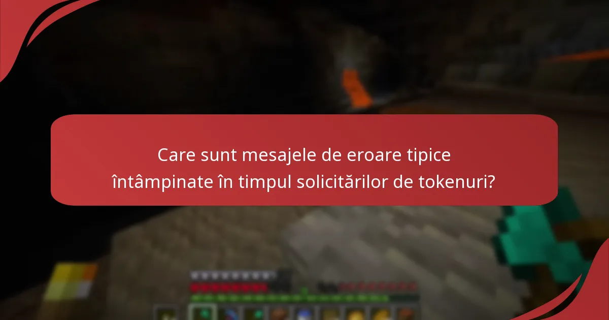 Care sunt mesajele de eroare tipice întâmpinate în timpul solicitărilor de tokenuri?